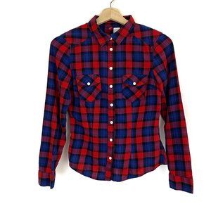 🦋H&M Divided Shirt Tops Check Button Down Size 2